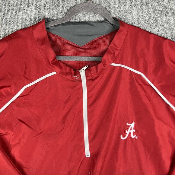 Alabama Crimson Tide Pullover Jacket Mens 2XLT Red Quarter Zip Embroidered - Picture 2 of 9